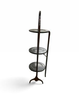 Folding 3-tier "cake" table, 34.75H. 11.25W. 10D.