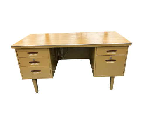 Clipper 5-drawer metal desk, ca. late 1960s, 54x25x29"