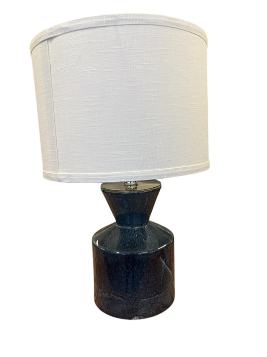 Jamie Young Berkeley blue glazed lamp w/ white shade, 19.5" h