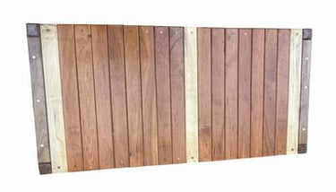 Multi-toned slat-top coffee table, 18H 42W 21D