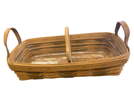 Longaberger Divider Bread Basket w Liner 8"Wx15"L