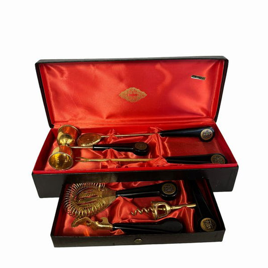 6 Pc MCM Gold Plated  Bar Set in lined box