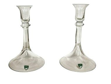 PAIR - Orrefors Candleholders, 8"h