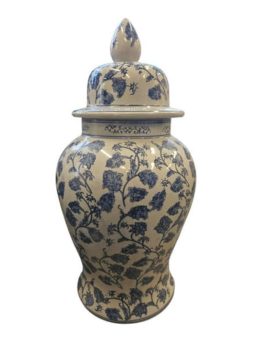Pair X-Lrg Blue/White Chinese Ginger Jars 26"h  x 13"w
