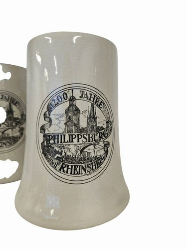 Set of 3  Phillipsburg Germany Steins  by Sahm w Handle Hand Pulled .5 L