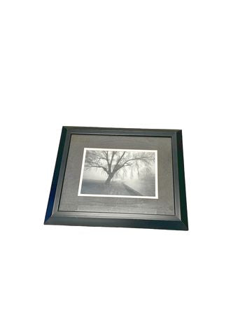 Black Framed Wall Art/Foggy Day w/Tree/River20"x25"