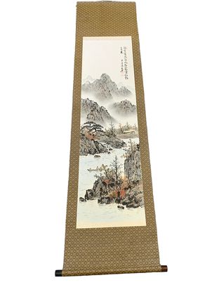 Asian Scroll Hanging Painting 71' x 17"