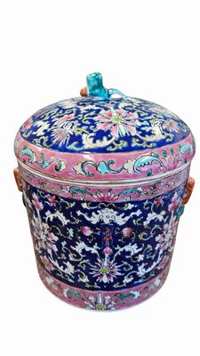 Antique Chinese Jar Blue/Mauve 9"H