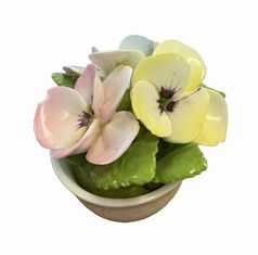 Coalport bone china capodimonte pansies in small bowl, 2" h