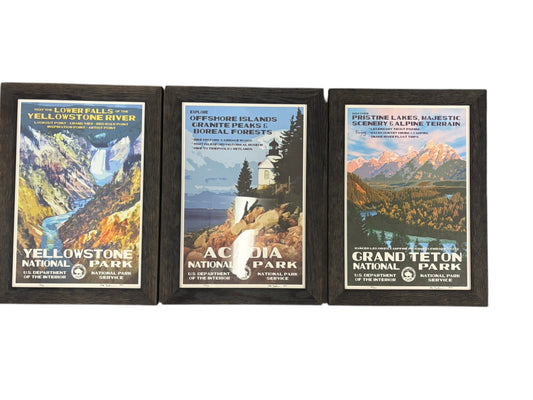 Set of 3 signed/numbered national park prints, 22x16"