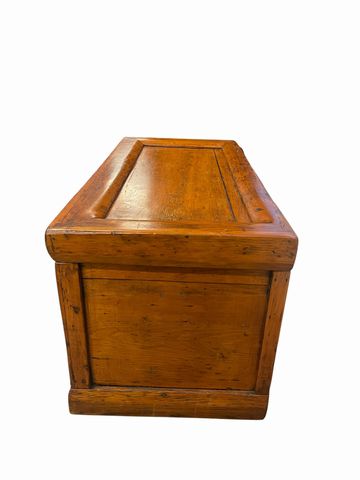 19th c. wooden tool chest/coffee table,3 drawer & compartment, 37.5x18.5x19H