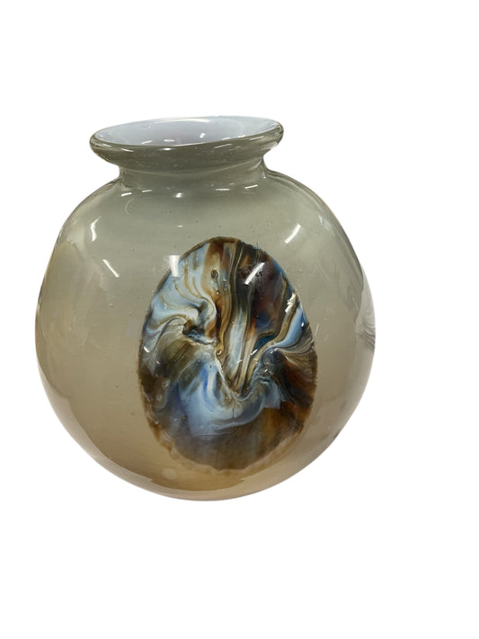 Iridescent Glass Beige Vase 11" x 10"
