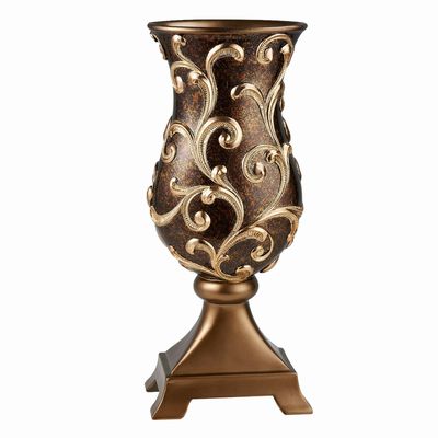 Espresso Damask Polyresin Vase