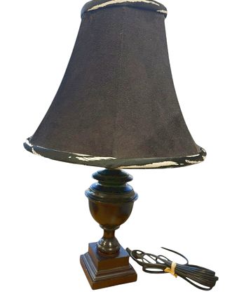 Small vase-shape lamp w/ black shade, 18.5"