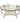 Oval glass-top coffee table on goldtone frame w/ undershelf, 20" h, 36.25" w, 22