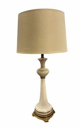 Vintage white/gold ceramic lamp, 33.5" h