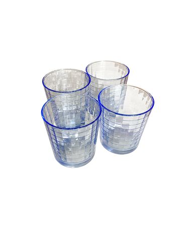 Set Of 4 Pasabahce Blue Old Fashioned Glasses14oz