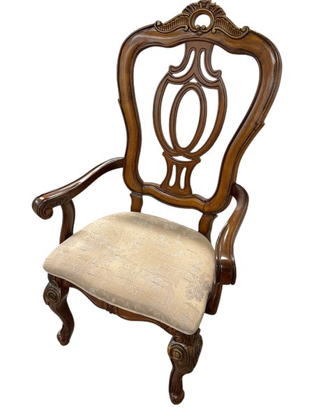 SET-6 European-Style Dining Chairs (Wood/Upholstery, 45x25x28")