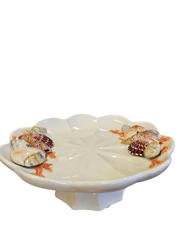 Desert Stand with Ceramic Sea Shells 4"h x 10"dia