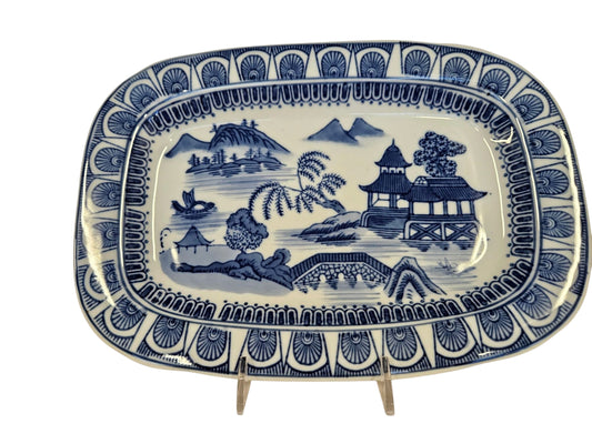 Blue/White Willowware Small  Platter 7'' x 10"