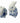 PAIR blue/white porcelain bunnies, 3.5"-5.25" h