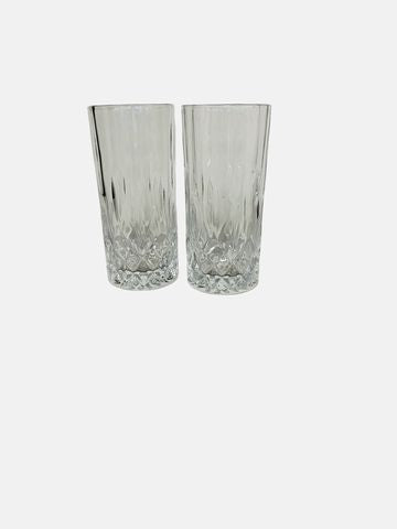 Set of 2 Crystal Cut Glasses 6.5 H