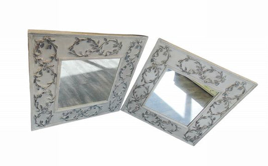 Pair of Rustic Patterned Mirrors 28"x28"x2"