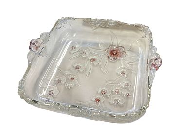 Mikasa "Carmen Rose" frosted glass serving platter, 10x10x3"