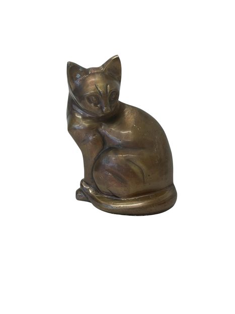 Bronze Metal Cat  Sculpture 7"hx7.5W