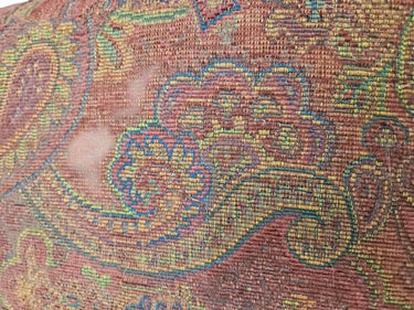 Pair of Red Tone Paisley Ottomans 16.5H x 20"w