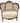French Louis XV-style carved walnut bergere armchair w/ yellow floral jacquard u