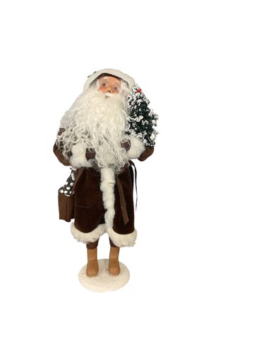 Byers Choice Santa w/Snow Encrusted Xmas Trees14"x5"