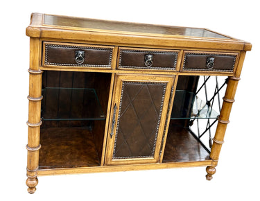 Ferguson Copeland Campaign Style Faux Bamboo, Leather, Iron & Copper Top Bar
