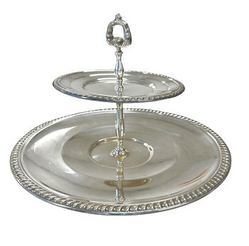 Silverplate 2-tier cookie platter, 9.75" h