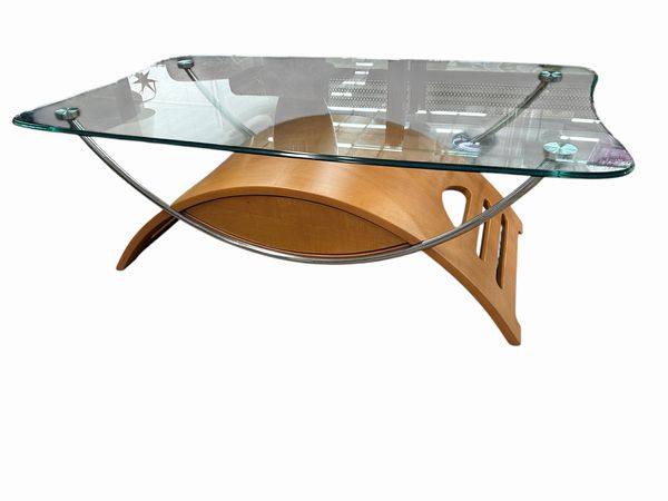 Modern Coffee Table w/ Glass Top, 14x17"