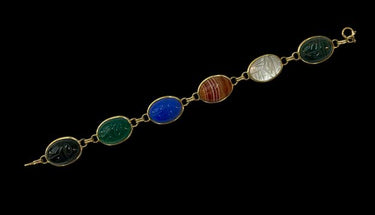Vintage 10K GF Egyptian Beetle Scarab Bracelet, 7.5 in.