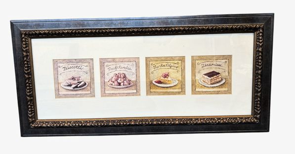 Framed Decor - 4 Italian Desserts, 15x33"
