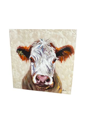 Print on Canvas of Cow 35"x36"