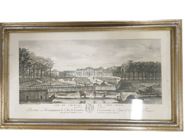 Set of 3 Antique French Engravings of Noted Chateaus 14" x 23"