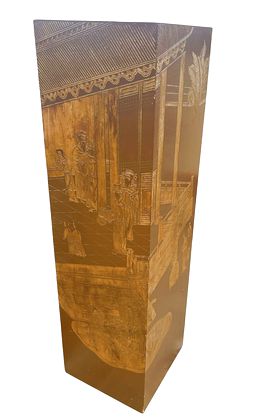 Vintage wood Chinoiserie pedestal, 42" h, 12" x 12"