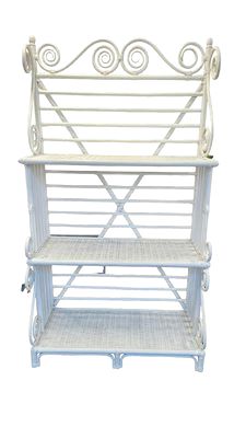 White Rattan Bakers Rack 71"Hx39"W