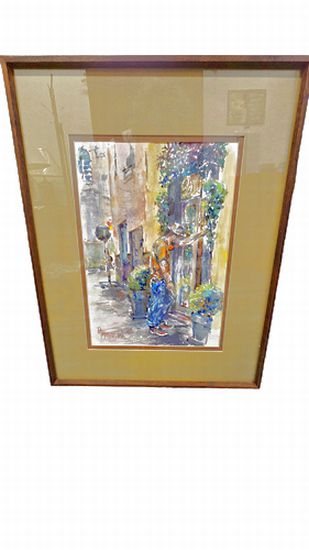 Original Signed Watercolor, Florentine Kitchen Break, 20"Hx16"W