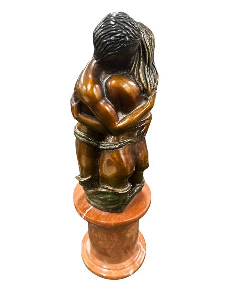 Man & Woman Sculpture-Bronze w/ Marble Base, Signed L. Correa,