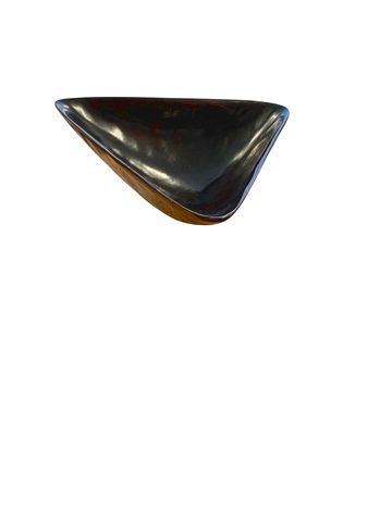 Signed Decorative Brown Wooden Bowl 5" x 13"