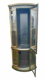 Drexel Et Cetera lighted black/gold chinoiserie corner display cabinet w/ 3 glas