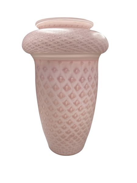 VTG Pink Quilted Satin Glass Vase 16"Hx10"W