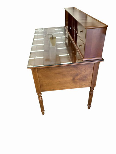 Bombay Co Wooden, Glass Top  Desk w Hutch 42.5"h x 29"d x 55"l