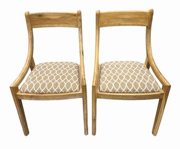 PAIR of modern pickled oak sleighback chairs, 19.5x19x33.5" h