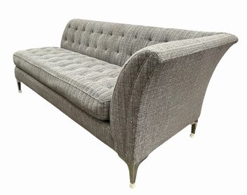 Schnadig Furniture gray tufted tweed one-arm lounge sofa w/ chrome legs, 31" h,