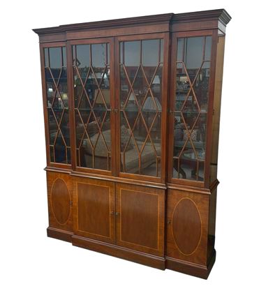 Baker 2-piece Historic Charleston mahogany china cabinet, 65x15x83"